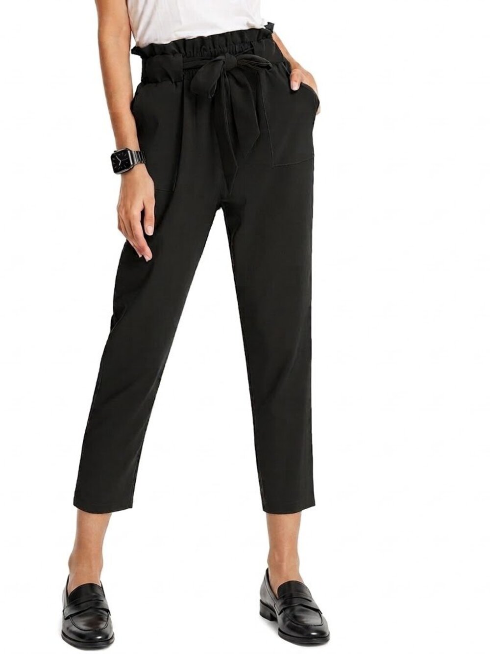 GRACE KARIN Women's Hight Waisted Cropped Paper Bag Business Casual Pants Size S